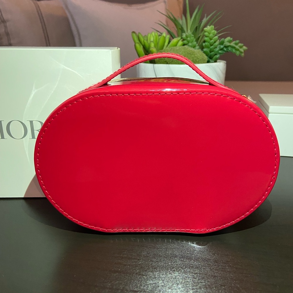 DIOR Beauty Red Cosmetic Makeup Bag Pouch With Handle NEW! - Picture 5 of 7